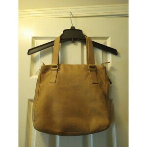 Vintage Fossil Preston Explorer Zip Around Tote Bag Beige Blonde Pebbled Leather